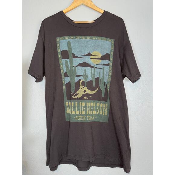 DayDreamer Gray Willie Nelson Oversized Band Tee Womens Medium Graphic T-Shirt - Picture 2 of 10